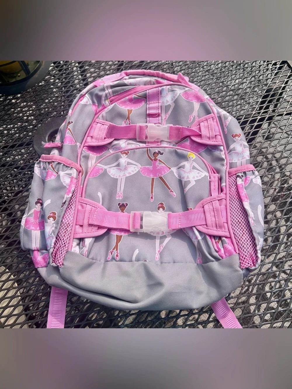 Pottery Barn Kids Pink and Gray Ballerina Backpack